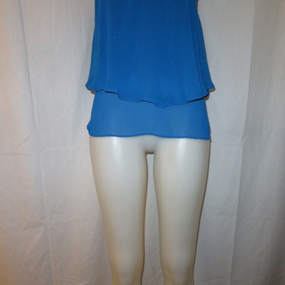 BACKSTAGE BLUE RUFFLE TOP XS - Picture 3 of 5